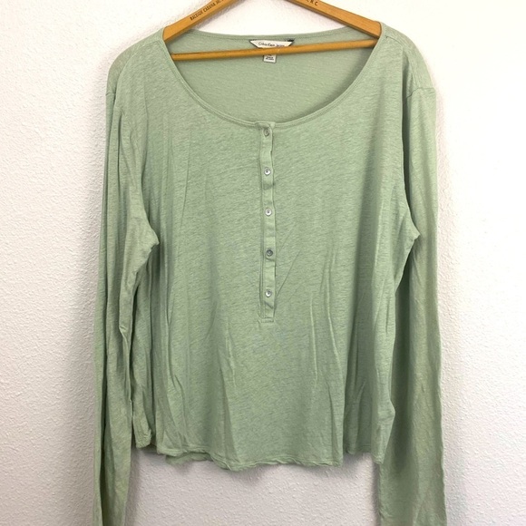 Calvin Klein Jeans Linen Blend Long Sleeve Light Green Shirt Size XL - Picture 1 of 7